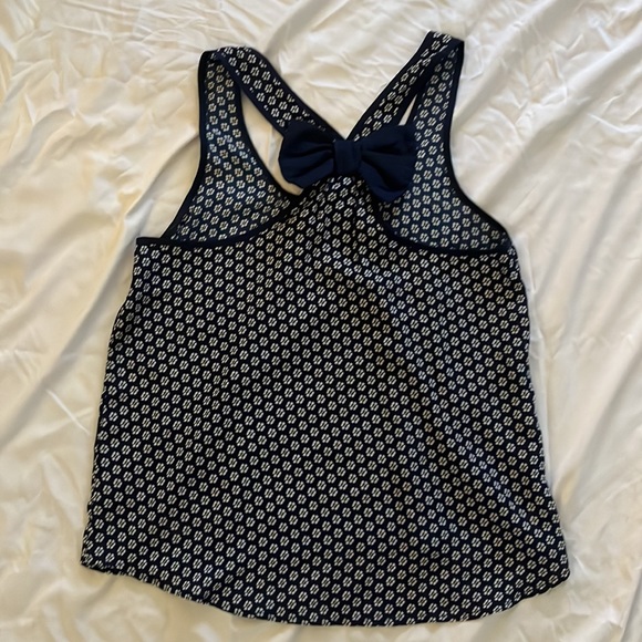 Dark Blue Floral Top with Bow on back - Picture 4 of 5